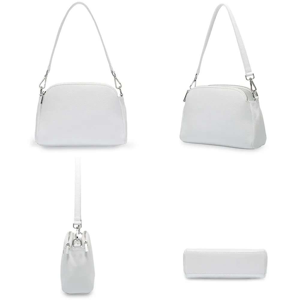 Zency White Bag For Women 100% Genuine Leather Fashion Ladies Handbag Shoulder Bag Crossbody Purse Large Cartera Mujeres 2025 3