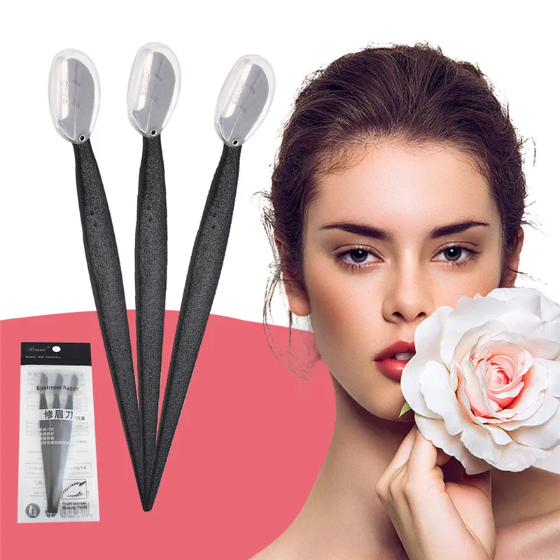 

Eye Brow Shaper 3 Pcs/set Razor Eyebrow Facial Hair Remover Eyebrow Trimmer Makeup Knife Shaper for Women Razor with Cap