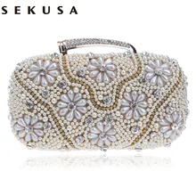 SEKUSA женские вечерние сумки на цепочке, сумка через плечо, стразы из бисера, сумки с ручкой, клатчи для свадьбы