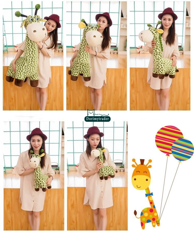 Dorimytrader New 100cm Giant Cute Soft Cartoon Giraffe Plush Toy Stuffed Animal Giraffe Doll Pillow Kids Play Toys Gift 39inches DY61686 (12)