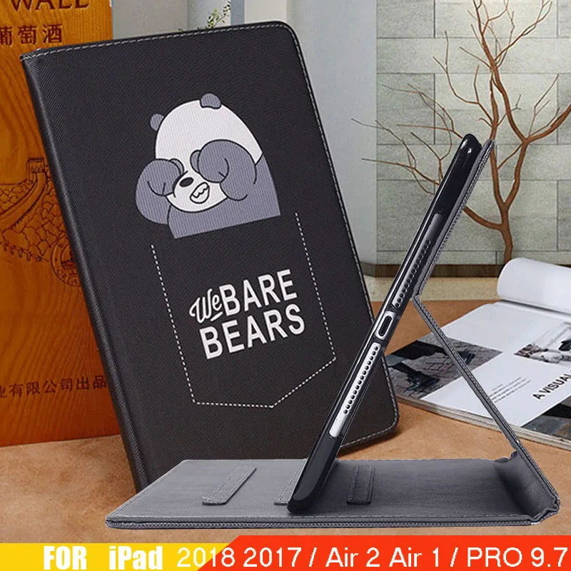 

Case For iPad Air 2 Air 1 2018 2017 Cartoon Bear Auto Wake Up Sleep Smart Stand Leather Cove 9.7 Inch Case For New iPad Pro 9.7