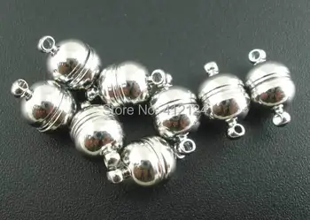 

10 Sets Silver Tone Round Magnetic Clasps Fit For Charms Necklaces Bracelets13x8mm