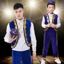 Ребенок Тибетский танец костюм Костюмы для народных китайских танцев Костюмы китайский дай dnace Костюмы Мяо танец cotume для Для мужчин хмонг