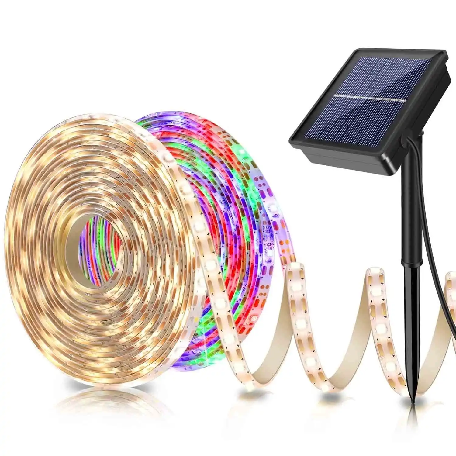 5メートル150ledソーラーストリップライト屋外rgb 25フレキシブル照明リボンテープ防水ledストリップバックライトガーデンデコ Led ストリップ Aliexpress