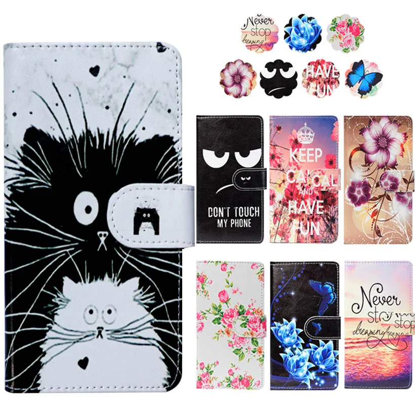 Fashion PU Leather Flip Print Wallet Case For BQ BQ-5002G Fun Cover Book 5.0&quot Ultra-thin Phone | Мобильные телефоны и