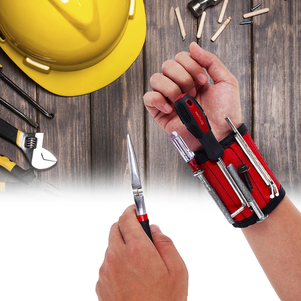 

Polyester Magnetic Wristband Portable Tool Bag Bracelet Electrician Wristband Screw Repair Tool Nails Drill Bits Storage Bag