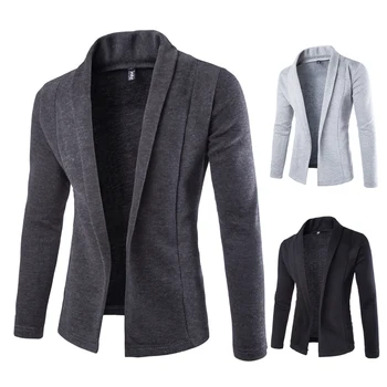 

NEW Autumn Winter Simple Solid Design NEW Open Stitch Men's Sweater coat V Neck sweaters Computer knitted Slim Jackets MQ422