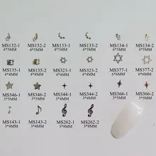 100 шт./пакет серебро/золотого цвета с изображением луны и звезд, музыка-знак неклеевой мягком металле Стикеры нейл-арта украшения