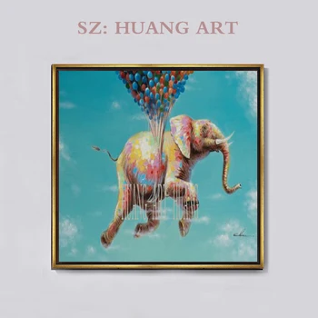 

Works High Quality Abstract Animal Gray silver white Angel Elephant Oil Painting On Canvas For Wall Decor Artworks Large mural