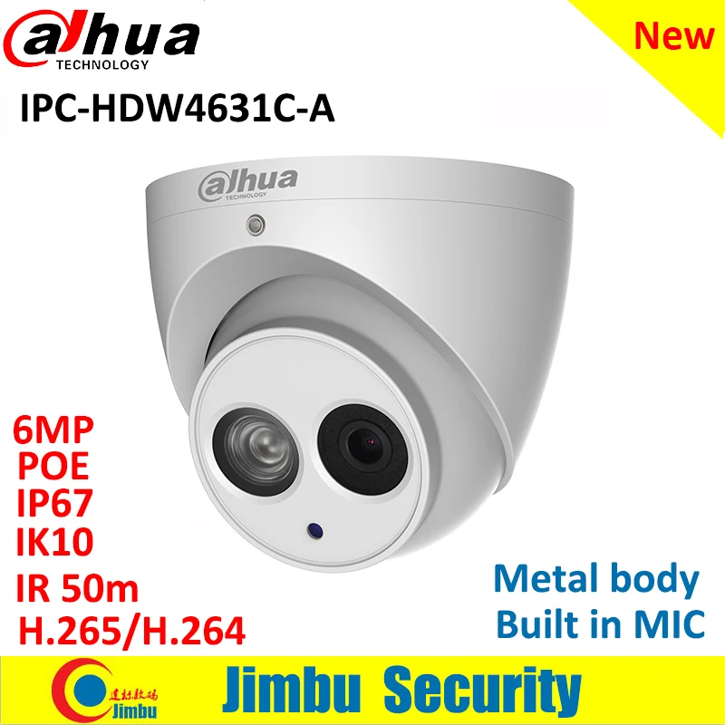 On Sale Dahua Ip Camera IPCHDW4631CA 6MP Dome Camera metal body POE