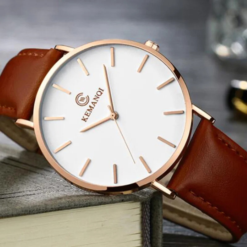 Новая мода KEMANQI часы 6,5 мм ультра-тонкие мужские часы простые деловые мужские кварцевые часы мужские часы relogio masculino