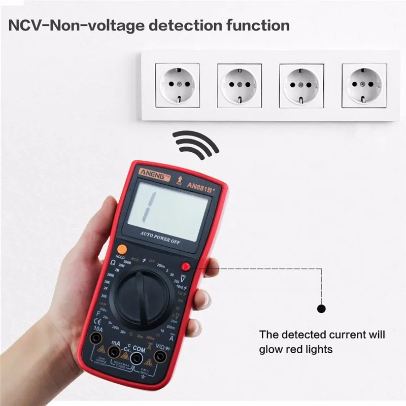 

ANENG 881B+ NCV LCD Display Digital Multimeter AC/DC Ammeter Capacitance Temperature Current Triode Tester with Crocodile Clips