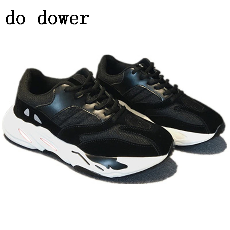 

Spring New Hot Men Casual Shoes Luxury Trainers Tide Summer Male Leather Patchwork Mixed Colors Shoes Lace-up Platform Sneakers