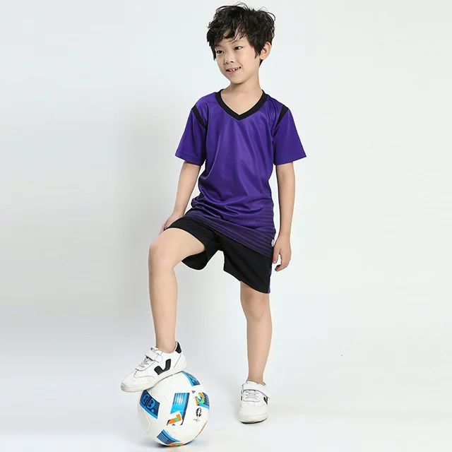 Футбольные майки для детей и мужчин, набор футболок для футбола survetement, детские футболки для мальчиков с пуговицами, комплект тренировочной формы Futbol - Цвет: purple