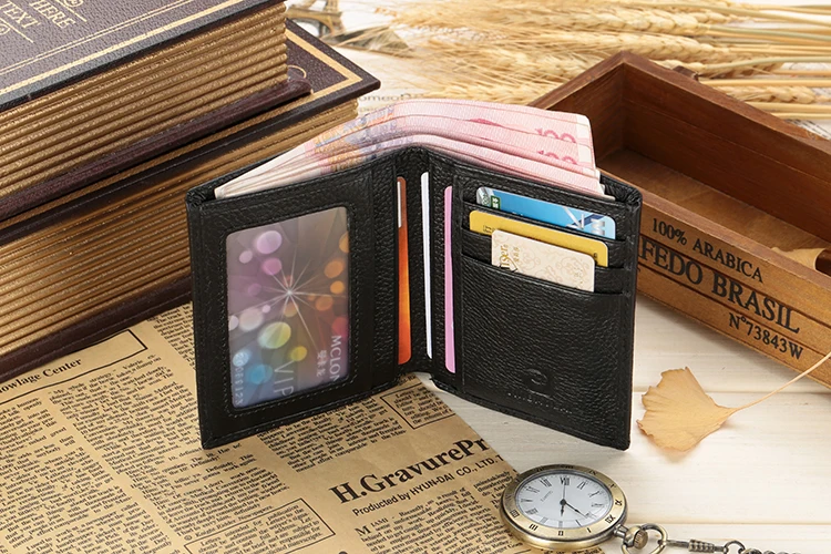 JINBAOLAI Simple Men Wallets Leather Genuine Card Holder Wallet Solid Short Male Purse Business Brand Wallets for men carteira