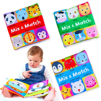 

JJOVCE Early Education children's Toys Animal Face Matching Book intellectual Development Toy cognitive Stereo Baby Cloth Book