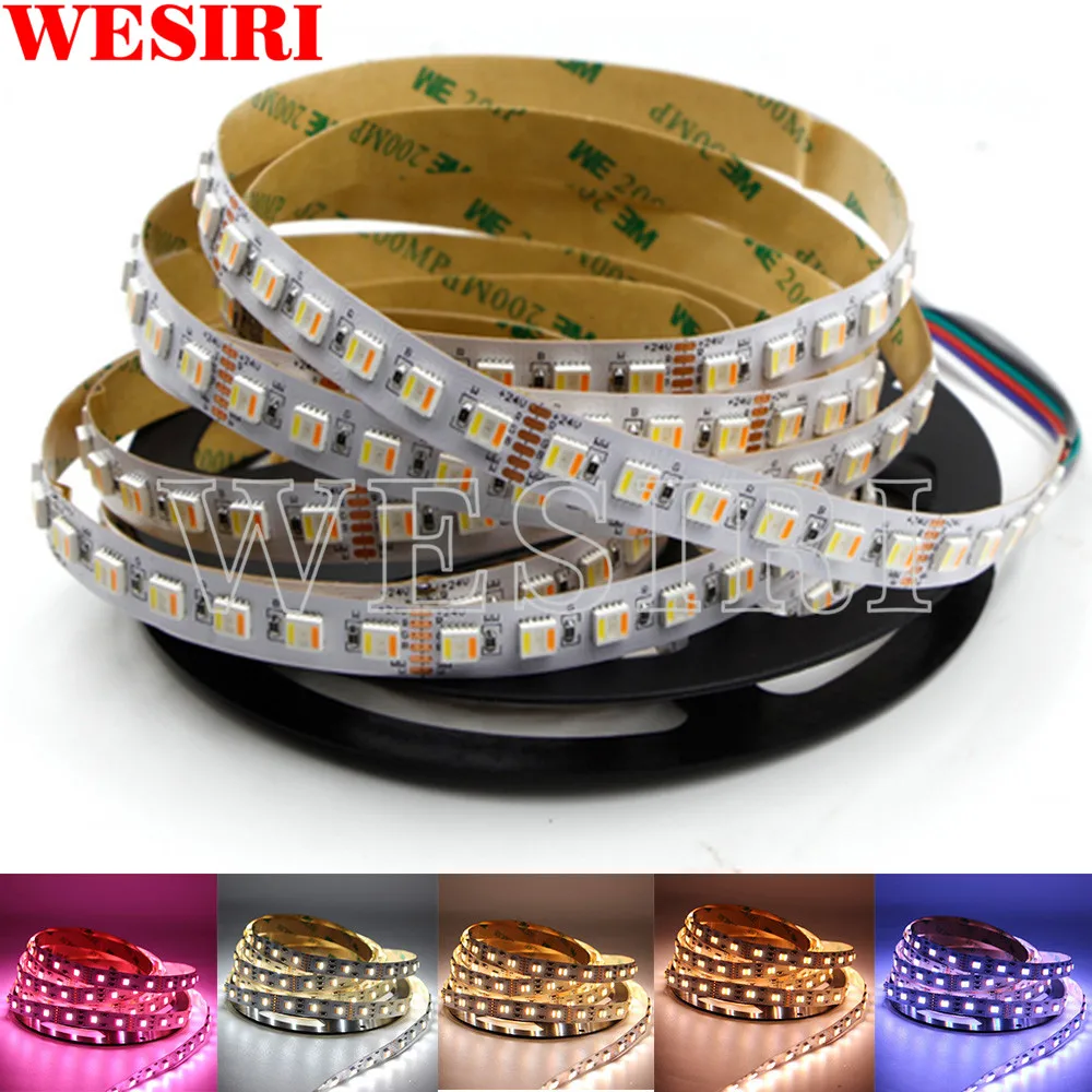 Светодиодная лента 5 м RGBCCT в 1 RGB + белый теплый 60 светодиодов/м 5050 SMD двойная белая с