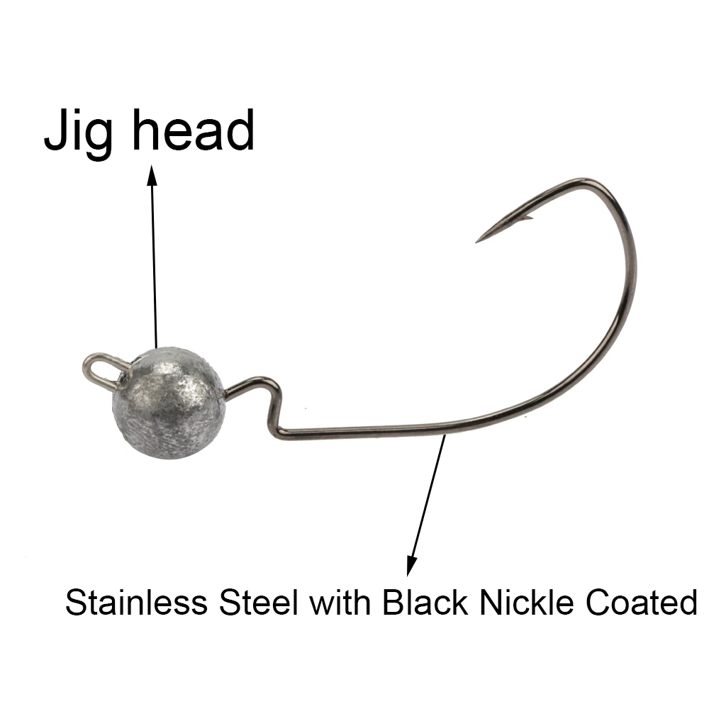 Goture 10 шт. Lead Jig Head бронзовых морских рыболовных крючков Нержавеющая сталь с
