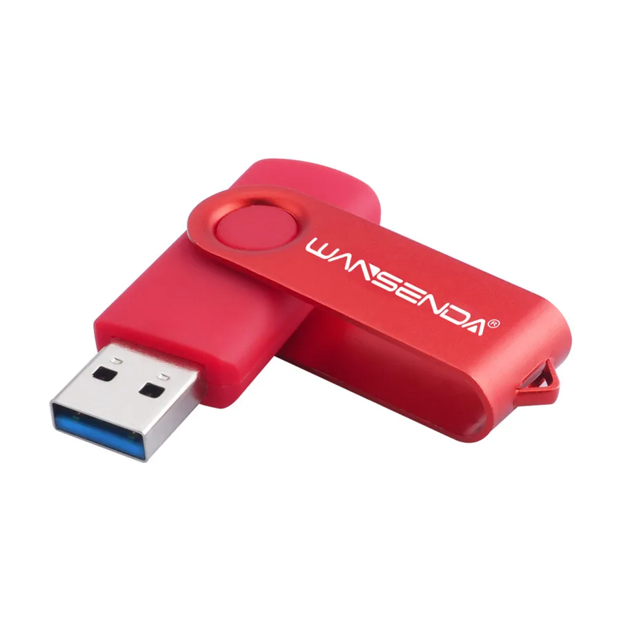 WANSENDA usb 3,0, USB флеш-накопитель, Вращающаяся ручка, 8 ГБ, 16 ГБ, 32 ГБ, 64 ГБ, 128 ГБ, 256 ГБ, металлическая флешка, высокоскоростная USB карта памяти - Цвет: Красный