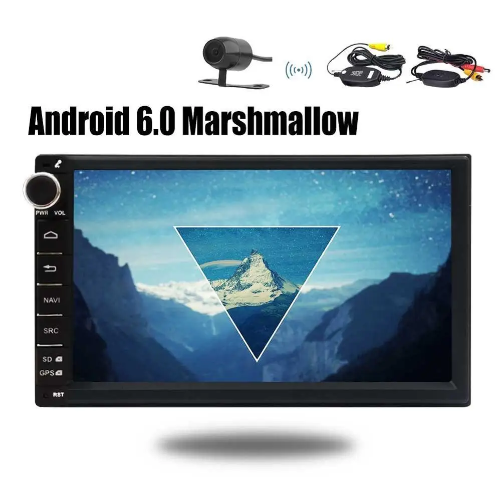 Android 6.0 Car Stereo Audio -2Din Radio Video Multimedia Player Navigator Bluetooth Wifi GPS Navigation+Wirless Backup Camera
