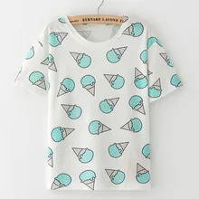 Women T Shirts Top 2017 Summer Fashion -O-Neck Short-Sleeved Fruits Animal Print Casual Cotton T Shirts Top Women’s Clothing Hot