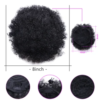 High Afro Puff Ponytail Drawstring Chignon Hairpiece Short Synthetic Kinky Curly Fake Hair Bun Updo Clip in Hair Extensions 5