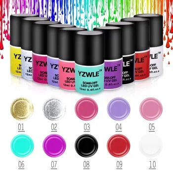 YZWLE 12ml Gel Nail Polish UV Gel Nail Polish Long-lasting Soak-off LED UV Gel Color Hot Nail Gel Nail Art Tools