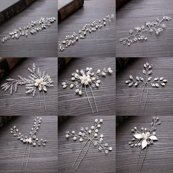 FORSEVEN Wedding Crystal Pearl Hair pins For Silver Bridal Hair Accessories Fashion Women Hair Clips Many Wedding Hair Jewelry