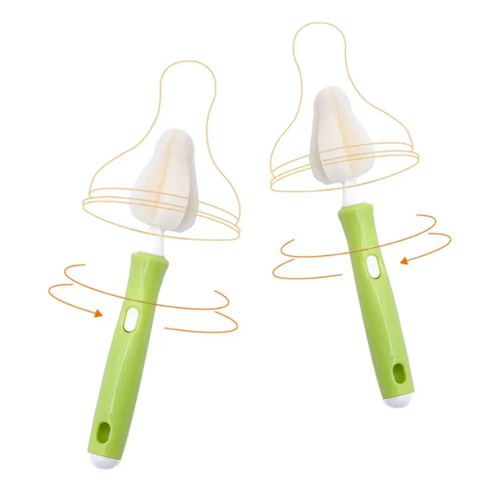 Infant Nipple Cleaning Sponge Brush Set With 360 Degree Rotating Replacement Sponge Heads Bottle Brushes Cleaner