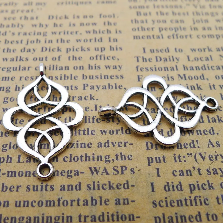 50pcs Charm Multi ring connection pendant 18*28mm 1.2g Antique silver