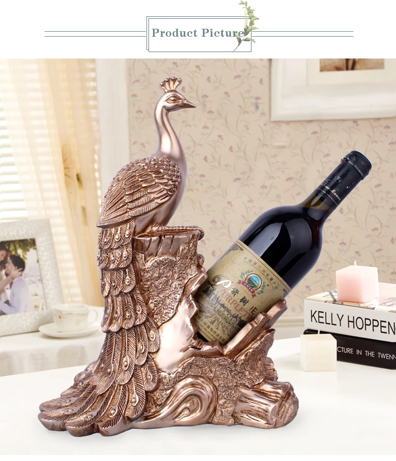 High-end Бизнес Подарочный винный набор стойки Peafowl винный шкаф орнамент смола Настенная Декорация голова оленя настольные фигурки домашний