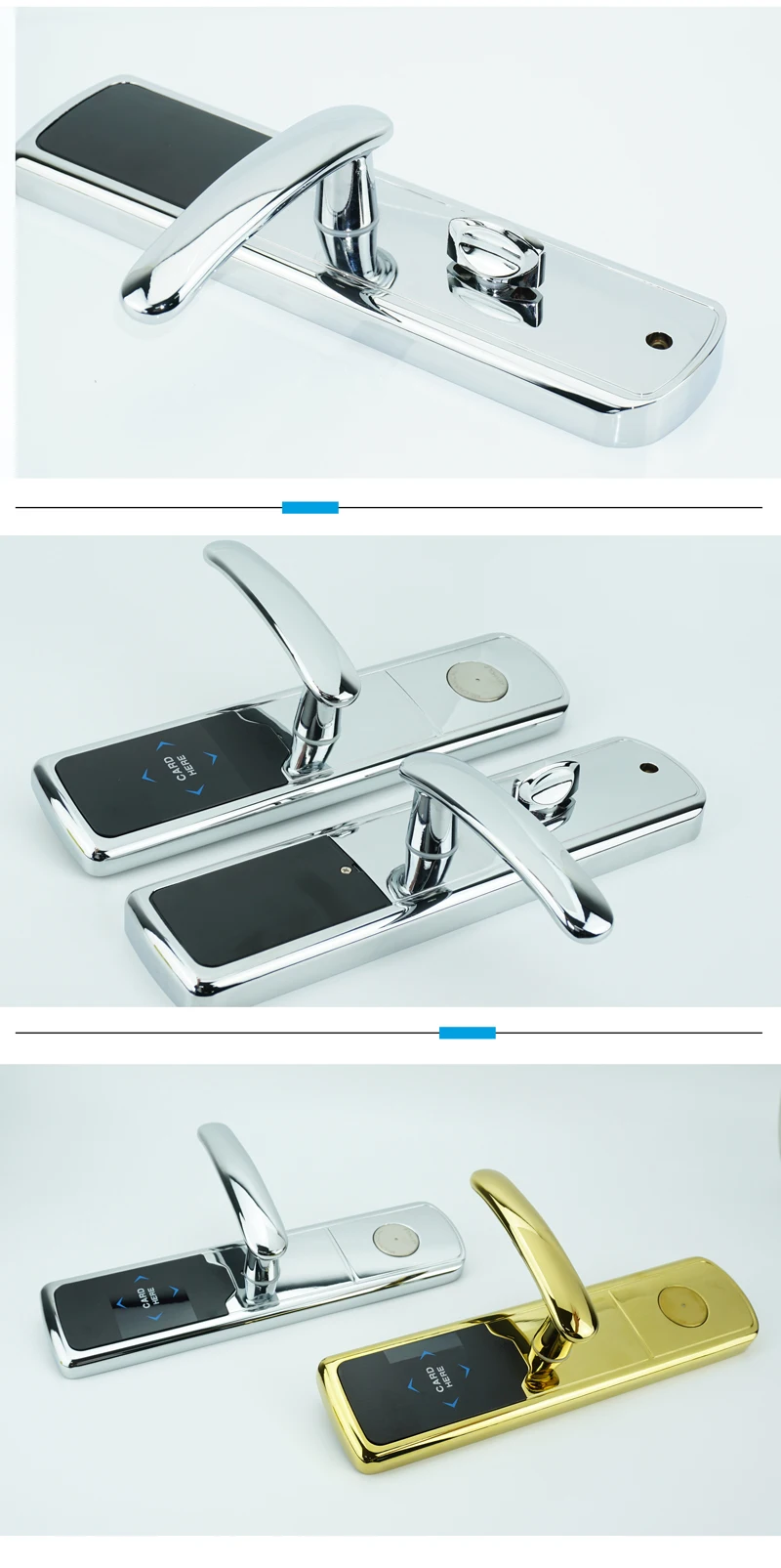 New Design Silver Electronic Door Lock Keyless RFID Smart Card Door Lock For Hotel Home Office ZAG1008 