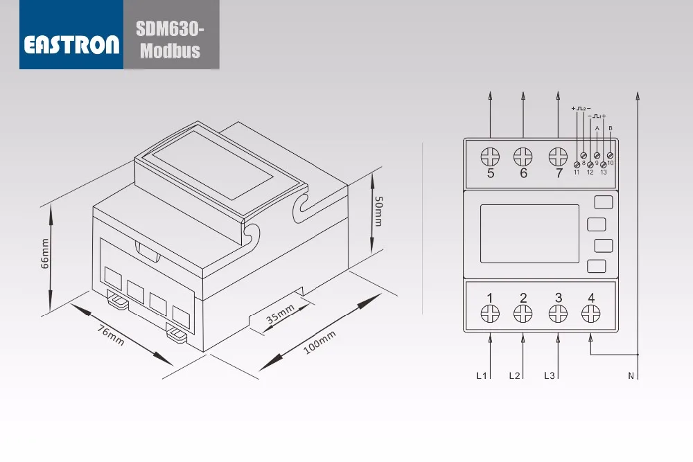 SDM630M DC Многофункциональный четырехфазный трехфазный(10) 100A прямое подключение цифровой din-рейку измеритель энергии, MID утвержден