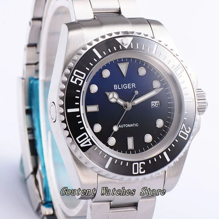 

43mm Bliger Ceramic Bezel Silver SS. Case Luminous Automatic Men's Watch