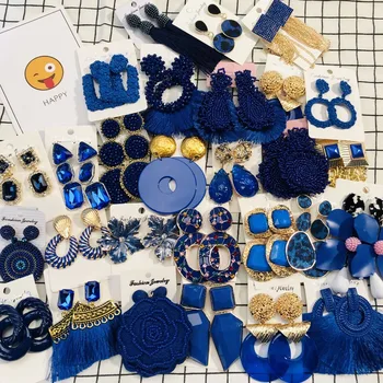 

Miwens 2019 Za New Dark Navy Blue Color Boho Vintage Metal Tassel Resin Crystal Beads Drop Dangle Earrings Women Jewelry A441
