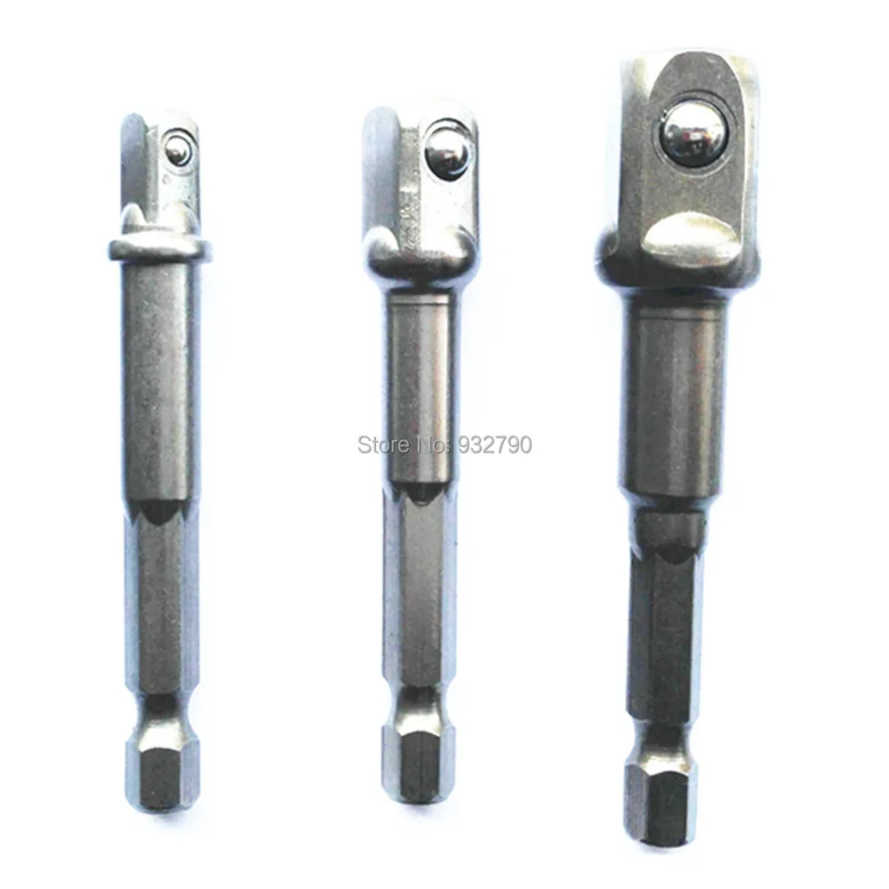 3pcs 1/4" 3/8" 1/2" Set Electric Screwdriver Drill Square Socket Bit Adapter Adaptor Drive Drill