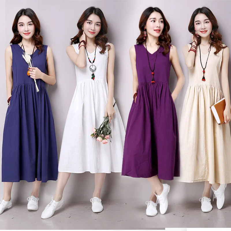 

Women's Summer Dresses new 2018 long casual v-neck cotton summer Lady party dress Short sleeves Mid-calf plus size slim vestidos