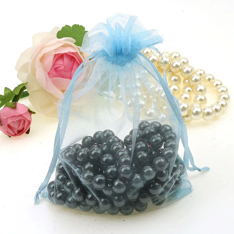 100PCS/lot 8*11CM Drawstring Organza Jewelry Organizer Pouch Satin Christmas Wedding Gift Bag Jewelry Bag organza bags small 5Z