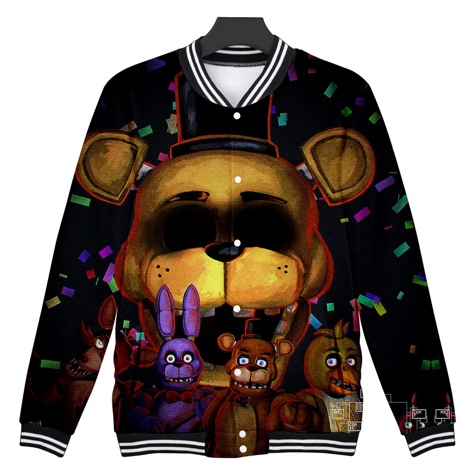 

Fnaf Sweatshirt Men/Women Jacket Five Nights At Freddys Autumn Long Sleeve Cartoon Bear FNAF Jackets Men's College Uniform Coat