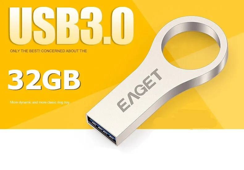 EAGET U66 USB 3,0 32GB usb флэш-накопители с модным металлическим водонепроницаемый Властелин колец USB3.0 флэш-накопитель