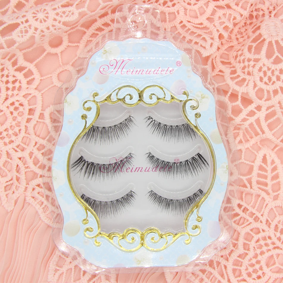 

3 pairs Japanese style knotting natural looking fake lashes false eyelashes strip eyelashes