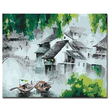 MOLEK DIY картина маслом по номерам комплект Китайская древняя вода городской пейзаж акриловая живопись на холсте Современный домашний декор настенное искусство