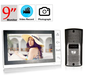 

9inch video record video doorphone system 700tvl color intercom 9" lcd monitor door phone system
