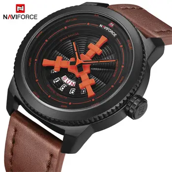 

2020 Brand New NAVIFORCE Watch Men Fashion Casual Sport Week Date Quartz Wristwatch Clock Male 3ATM Waterproof Brown Hot Sale