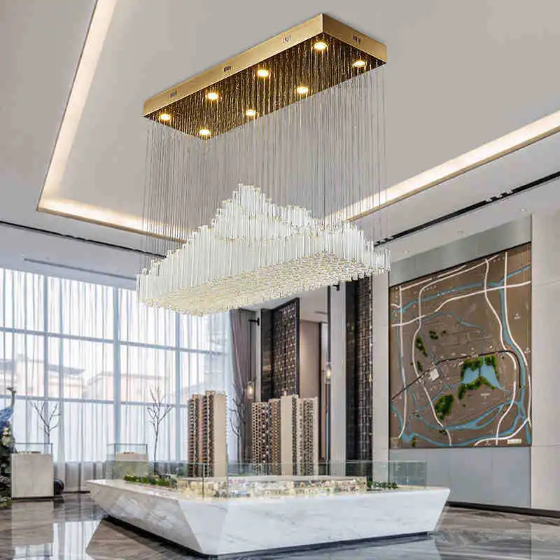 Modern Crystal Chandelier Lights Fixture Ice Mountain LED Ceiling Suspension Hang lamp Living Room Light Dimming Lustre Lamp (4)