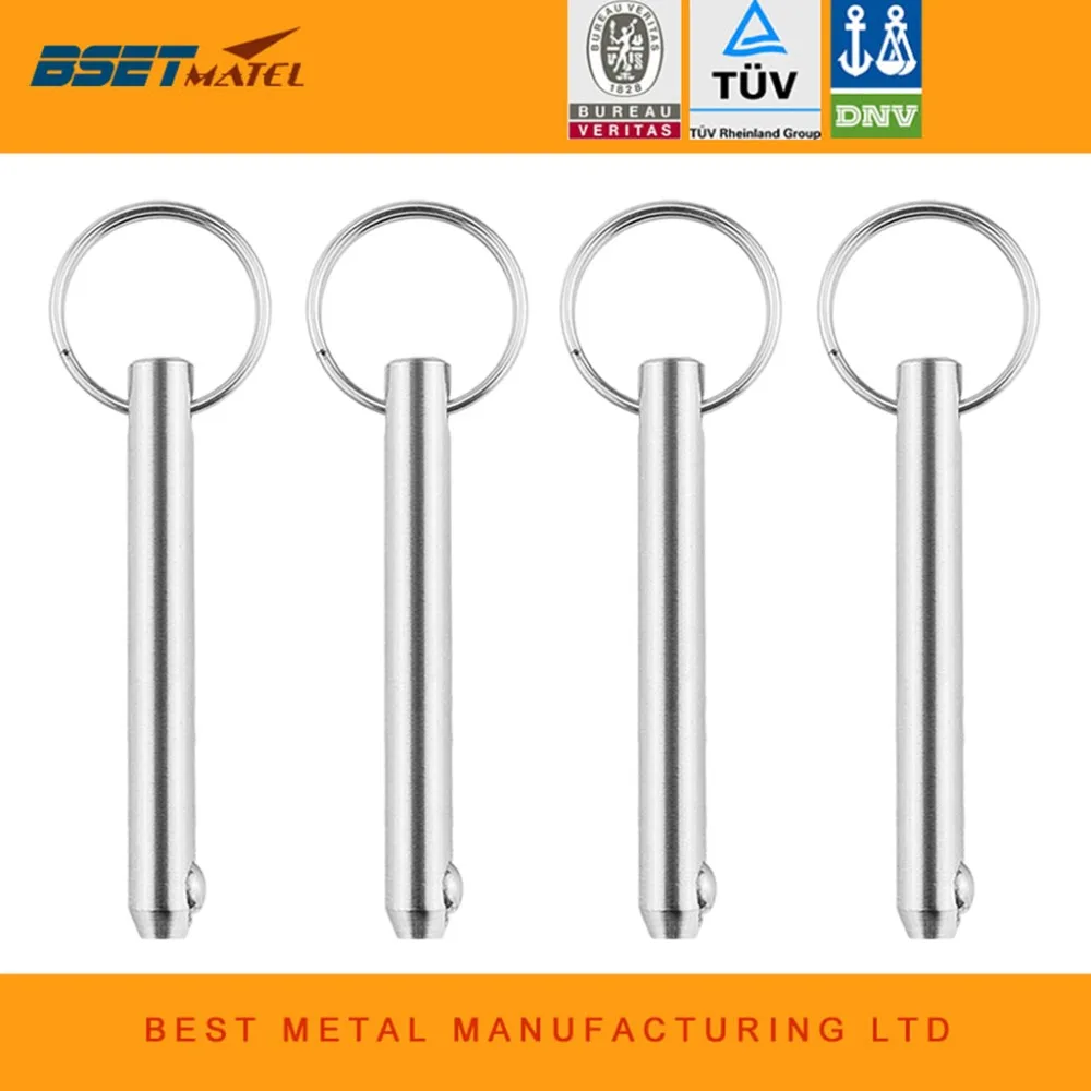 

4PCS BSET MATEL Stainless Steel 316 Marine Grade 10*100mm Quick Release Ball Pin for Boat Bimini Top Deck Hinge Marine Boat