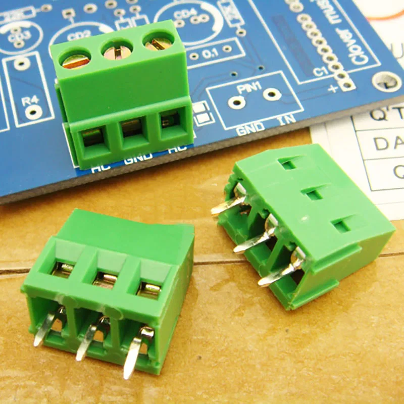 20 шт. 2 контакта 3 винт зеленая синяя Клеммная колодка PCB коннектор 5 мм