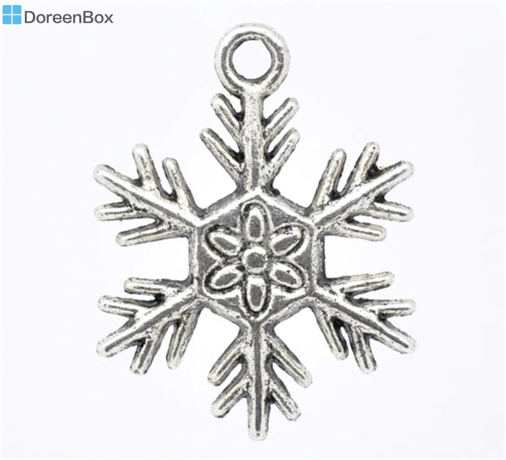

Doreen Box Lovely 30 Silver Tone Christmas Snowflake Charms Pendants (B09720)