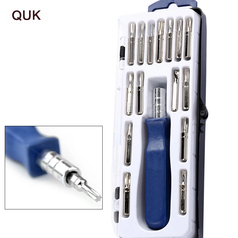 

QUK Screwdriver 16 in 1 Multi-function Precision Screwdriver Magnetic Bits Universal Manual Repair Mobile Phone iPad Hand tools