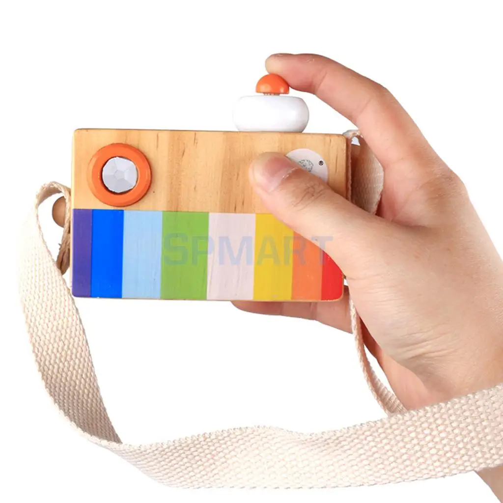 Kids Wooden Camera Toy Mini Cute Kaleidoscope Camera Kids Room Decor Christmas Birthday Gifts